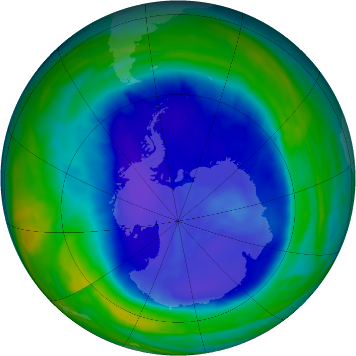 Antarctic ozone map for 15 September 2015